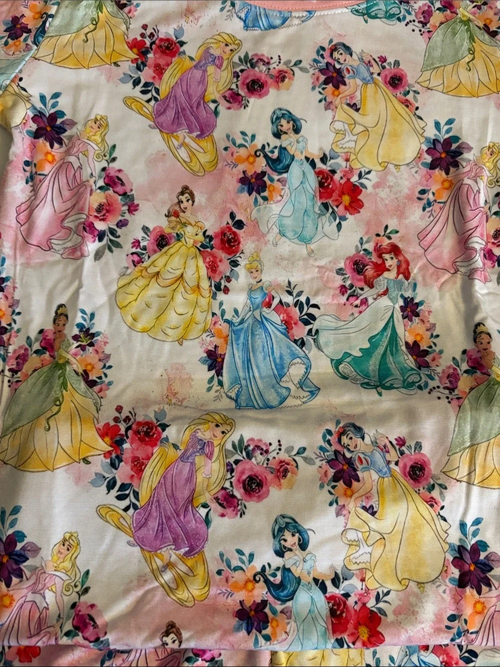 Disney Princess Floral Short Pajama Set - Pink, Yellow, Blue, Green